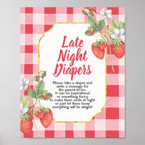 Berry Sweet Baby Shower Late Night Diapers Sign