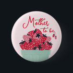 Berry Sweet Baby Shower Mother-to-be Button<br><div class="desc">Place this button on the Mother-to-be! This berry sweet design features a basket of freshly picked watercolor strawberries in a berry basket. Along with a playful heart script font. Easily change the background color! See the entire collection for more matching items!</div>
