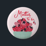 Berry Sweet Baby Shower Mother-to-be Button<br><div class="desc">Place this button on the Mother-to-be! This berry sweet design features a basket of freshly picked watercolor strawberries in a berry basket. Along with a playful heart script font. Easily change the background color! See the entire collection for more matching items!</div>