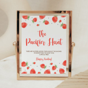 Berry Sweet Baby Shower Pacifier Hunt Game Sign