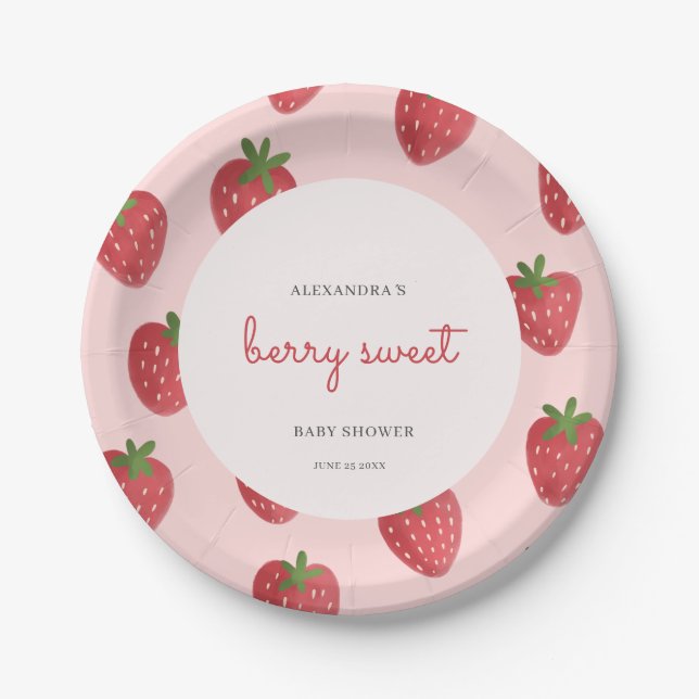 Berry Sweet Baby Shower Paper Plate (Front)
