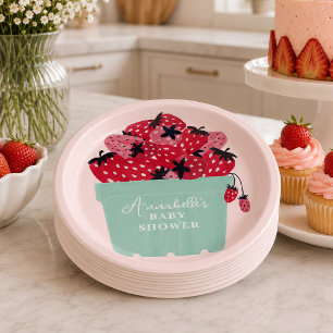 Berry Sweet Baby Shower Paper Plates Strawberry