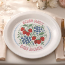 Berry Sweet Baby Shower Paper Plates | Strawberry