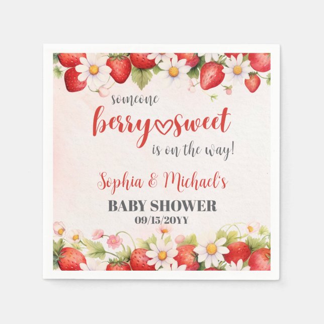 Berry Sweet Baby Shower Party Napkins (Front)