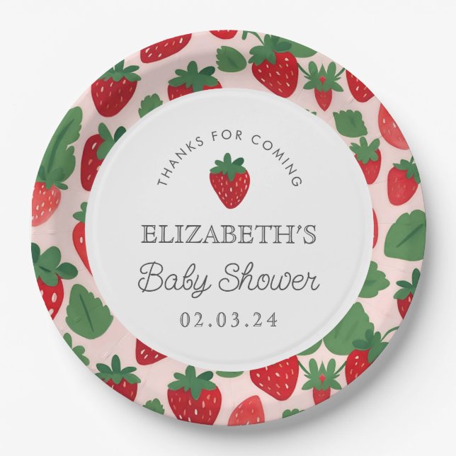 Berry Sweet Baby Shower Picnic  Paper Plates (Front)