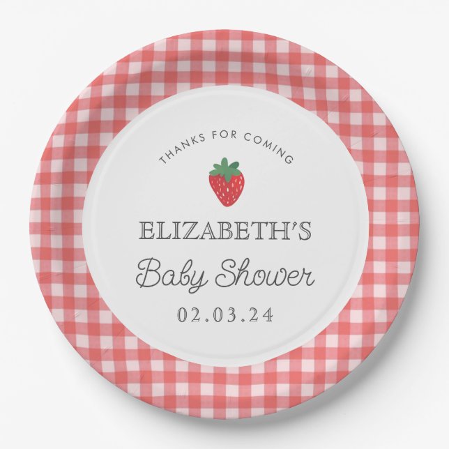 Berry Sweet Baby Shower Picnic  Paper Plates (Front)
