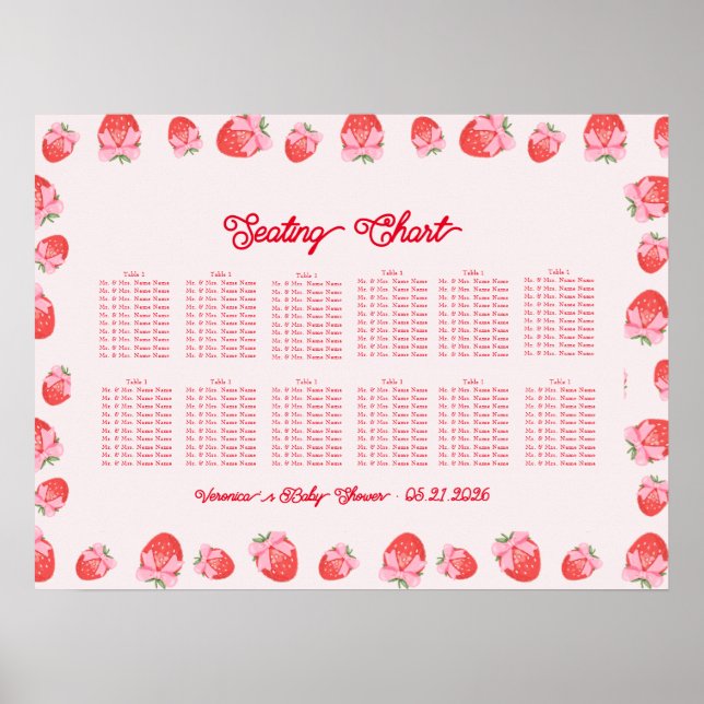 Berry Sweet Baby Shower Seating Chart (Front)