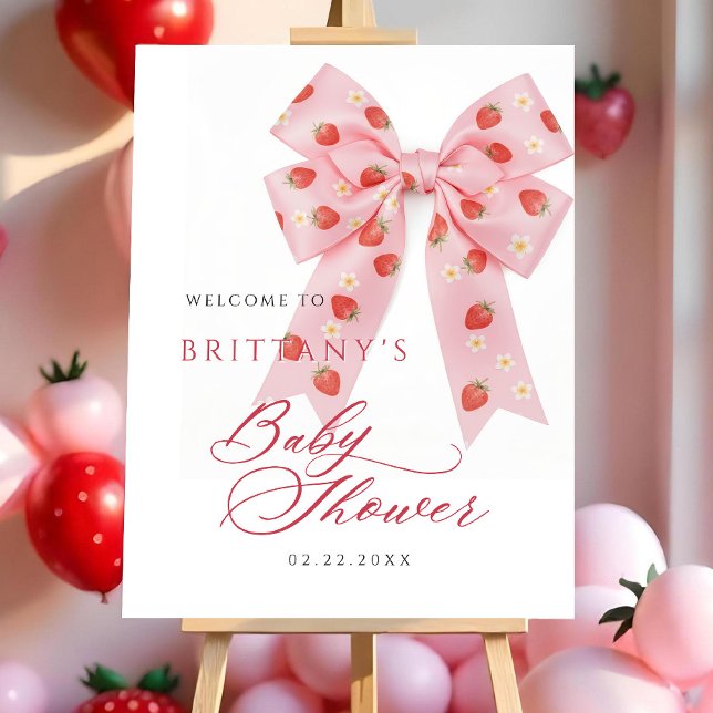 Berry Sweet Baby Shower Sign Template Strawberry  (Creator Uploaded)
