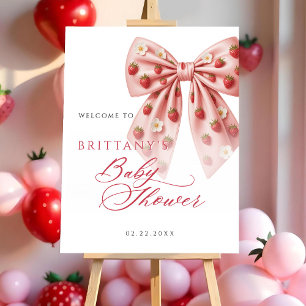 Berry Sweet Baby Shower Sign Template Strawberry