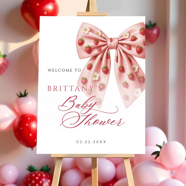 Berry Sweet Baby Shower Sign Template Strawberry  (Creator Uploaded)