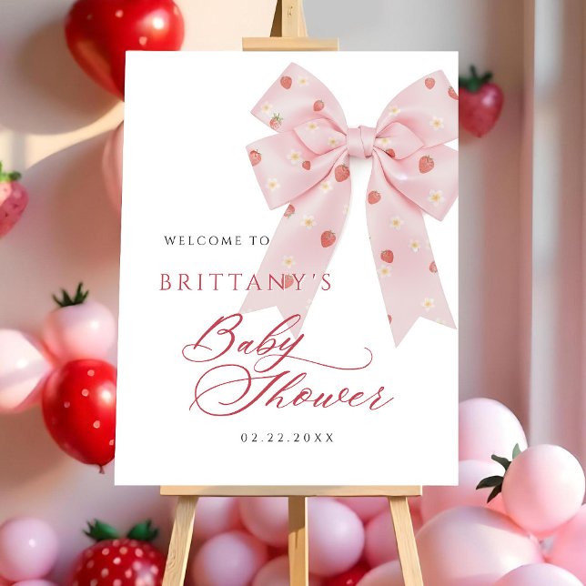 Berry Sweet Baby Shower Sign Template Strawberry  (Creator Uploaded)