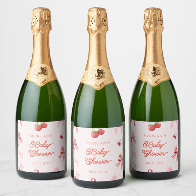 Berry Sweet Baby Shower Sparkling Wine Label Set (Bottles)