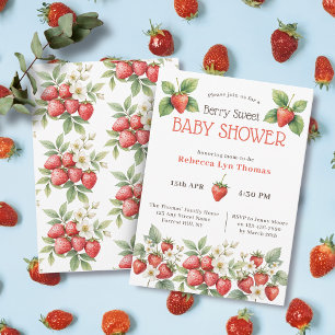 Berry Sweet Baby Shower Strawberries  Invitation