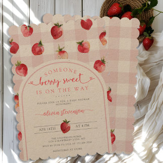 Berry Sweet Baby Shower Strawberries Kraft Invitation