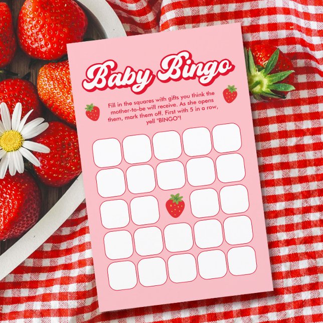 Berry Sweet Baby Shower Strawberry Baby Bingo Game (Creator Uploaded)