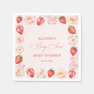 Berry Sweet Baby Shower Strawberry Bow  Napkins