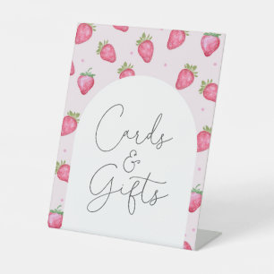Berry Sweet Baby Shower Strawberry Cards And Gifts Pedestal Sign