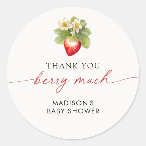 Berry Sweet Baby Shower Strawberry Classic Round Sticker