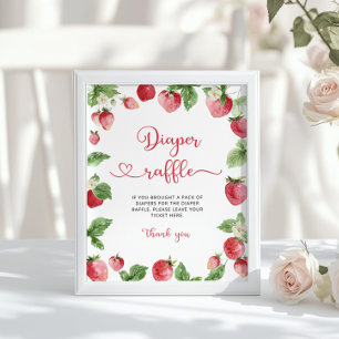 Berry sweet baby shower. Strawberry diaper raffle Poster