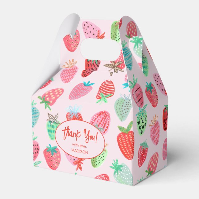 Berry Sweet Baby Shower Strawberry Favor Boxes (Front Side)
