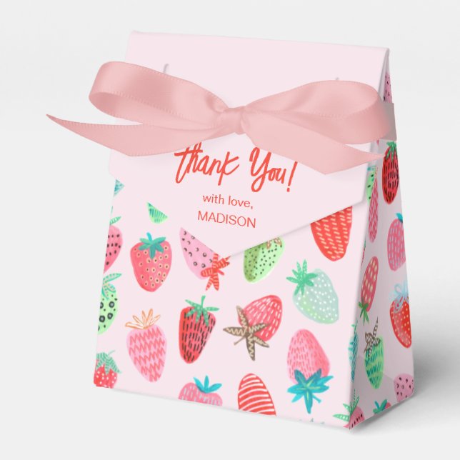 Berry Sweet Baby Shower Strawberry Favor Boxes (Front Side)
