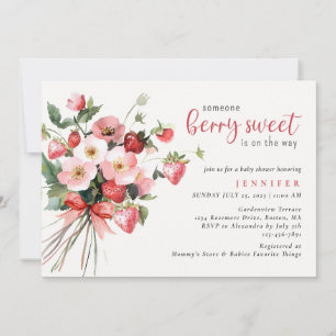 Berry Sweet Baby Shower Strawberry Floral Invitation