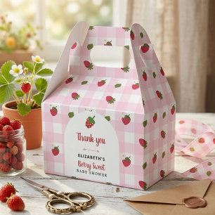 Berry Sweet Baby Shower Strawberry Gingham Favor Boxes