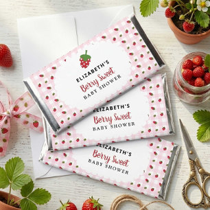 Berry Sweet Baby Shower Strawberry Gingham Hershey Bar Favors