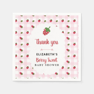 Berry Sweet Baby Shower Strawberry Gingham Napkins