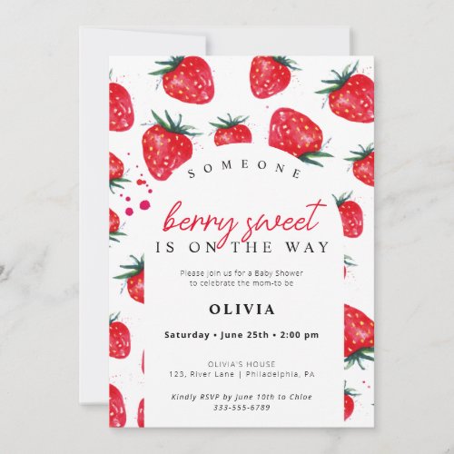 Berry Sweet Baby Shower Strawberry Invitation