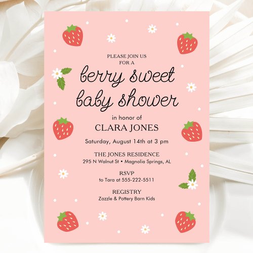 Berry Sweet Baby Shower Strawberry  Invitation