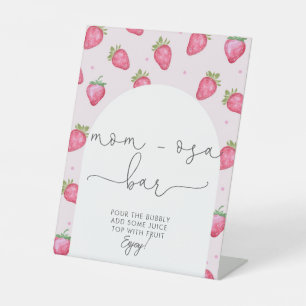 Berry Sweet Baby Shower Strawberry Mom-osa Bar Pedestal Sign
