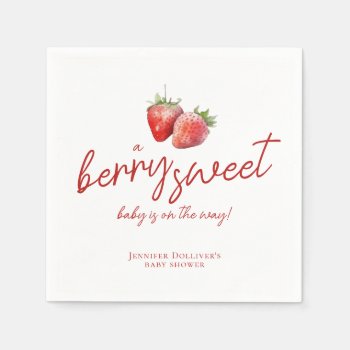 Berry Sweet Baby Shower Strawberry Napkins by antiquechandelier at Zazzle