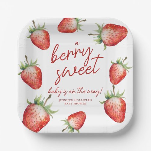 Berry Sweet Baby Shower Strawberry Paper Plates