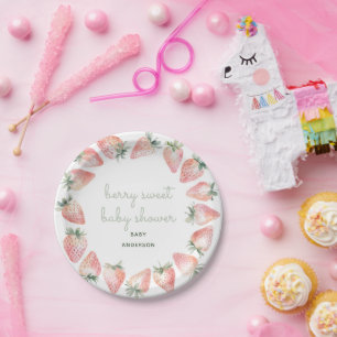 Berry Sweet Baby Shower Strawberry Party Paper Plates