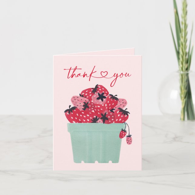 Berry Sweet Baby Shower Strawberry Thank You Cards (Front)