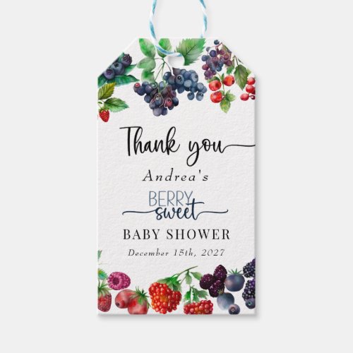 Berry Sweet  Baby Shower Thank You Gift Tags