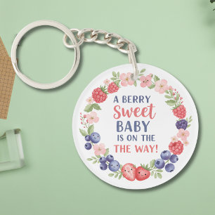 Berry Sweet Baby Shower Watercolor Keychain