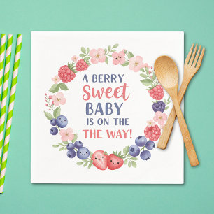Berry Sweet Baby Shower Watercolor Napkins