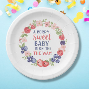 Berry Sweet Baby Shower Watercolor Paper Plates