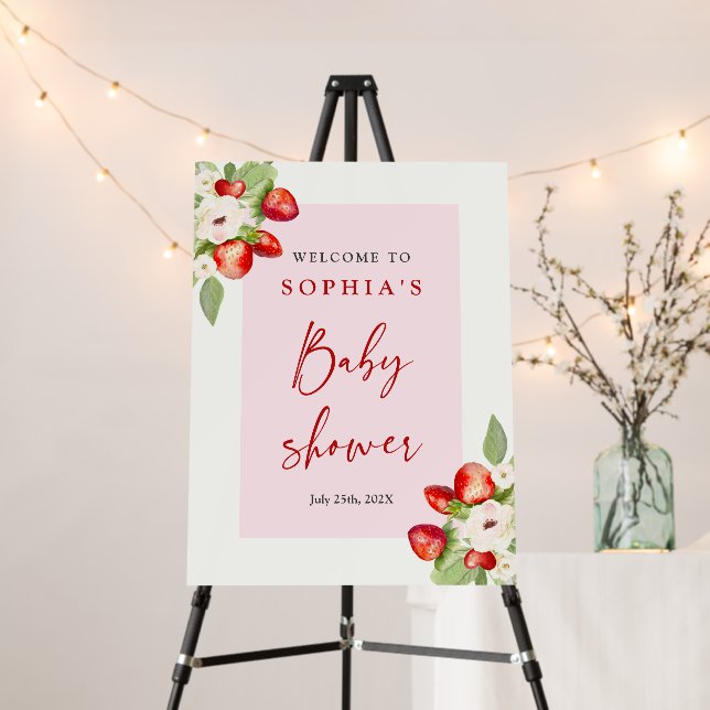 Berry Sweet Baby Shower Welcome sign (In Situ (Stand))