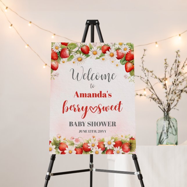 Berry Sweet Baby Shower Welcome Sign (In Situ (Stand))