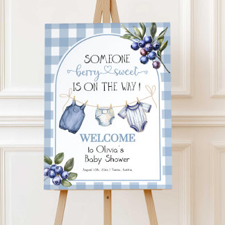 Berry Sweet Baby Shower Welcome Sign Blueberry Boy