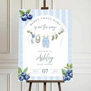 Berry Sweet Baby Shower Welcome Sign: Blueberry Foam Board