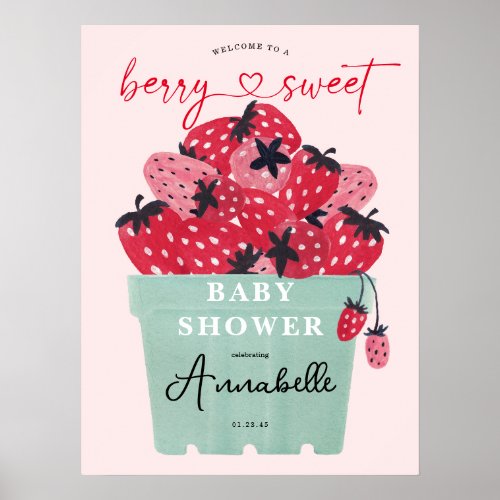 Berry Sweet Baby Shower Welcome Sign Poster