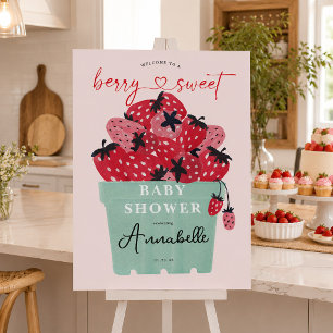 Berry Sweet Baby Shower Welcome Sign Strawberry