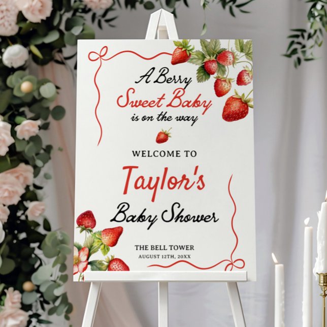 Berry Sweet Baby Shower Welcome Sign | Strawberry (berry sweet baby shower welcome sign )