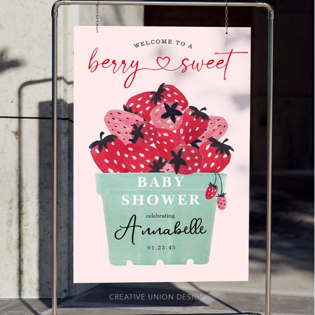 Berry Sweet Baby Shower Welcome Sign Strawberry (Creator Uploaded)