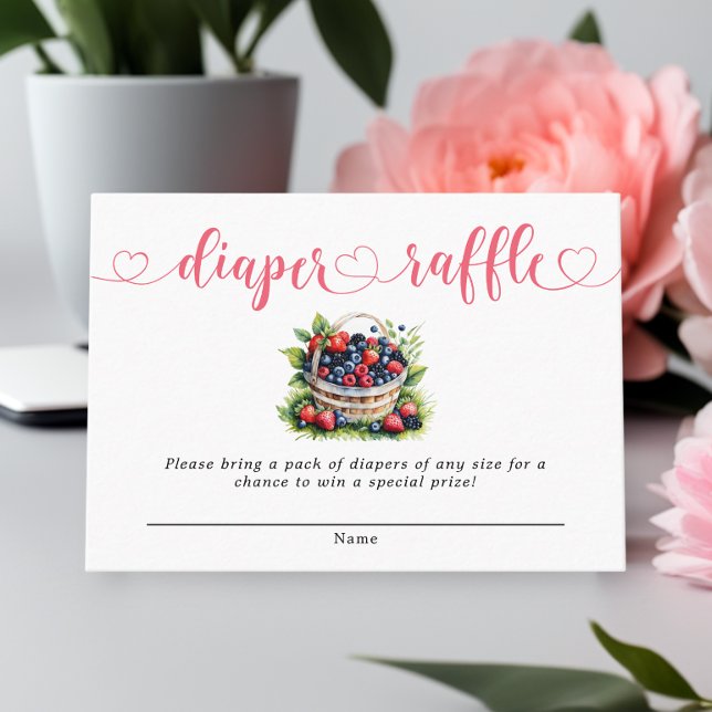 Berry Sweet Baby Shower Wild Berries Diaper Raffle Enclosure Card (Creator Uploaded)