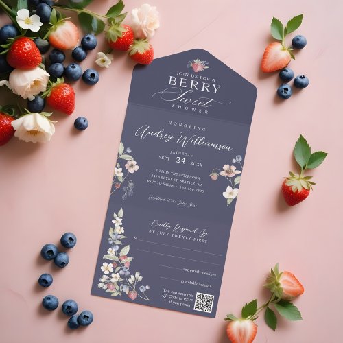 Berry Sweet Baby Shower Wild Berries  Flowers All In One Invitation